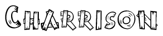 The clipart image shows the name Charrison stylized to look like it is constructed out of separate wooden planks or boards, with each letter having wood grain and plank-like details.