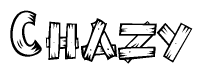 The image contains the name Chazy written in a decorative, stylized font with a hand-drawn appearance. The lines are made up of what appears to be planks of wood, which are nailed together