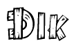 The clipart image shows the name Dik stylized to look like it is constructed out of separate wooden planks or boards, with each letter having wood grain and plank-like details.