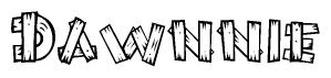 The clipart image shows the name Dawnnie stylized to look like it is constructed out of separate wooden planks or boards, with each letter having wood grain and plank-like details.