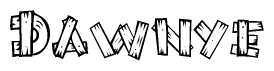 The clipart image shows the name Dawnye stylized to look like it is constructed out of separate wooden planks or boards, with each letter having wood grain and plank-like details.