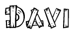 The clipart image shows the name Davi stylized to look like it is constructed out of separate wooden planks or boards, with each letter having wood grain and plank-like details.