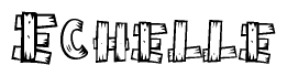 The clipart image shows the name Echelle stylized to look like it is constructed out of separate wooden planks or boards, with each letter having wood grain and plank-like details.