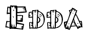 The clipart image shows the name Edda stylized to look like it is constructed out of separate wooden planks or boards, with each letter having wood grain and plank-like details.