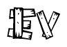 The clipart image shows the name Ev stylized to look as if it has been constructed out of wooden planks or logs. Each letter is designed to resemble pieces of wood.