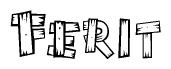 The image contains the name Ferit written in a decorative, stylized font with a hand-drawn appearance. The lines are made up of what appears to be planks of wood, which are nailed together