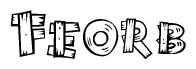 The clipart image shows the name Feorb stylized to look like it is constructed out of separate wooden planks or boards, with each letter having wood grain and plank-like details.