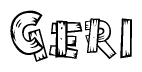 The image contains the name Geri written in a decorative, stylized font with a hand-drawn appearance. The lines are made up of what appears to be planks of wood, which are nailed together
