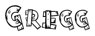 The clipart image shows the name Gregg stylized to look like it is constructed out of separate wooden planks or boards, with each letter having wood grain and plank-like details.