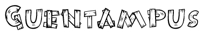 The clipart image shows the name Guentampus stylized to look like it is constructed out of separate wooden planks or boards, with each letter having wood grain and plank-like details.