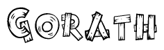 The clipart image shows the name Gorath stylized to look as if it has been constructed out of wooden planks or logs. Each letter is designed to resemble pieces of wood.