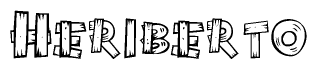 The clipart image shows the name Heriberto stylized to look like it is constructed out of separate wooden planks or boards, with each letter having wood grain and plank-like details.