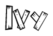 The clipart image shows the name Ivy stylized to look like it is constructed out of separate wooden planks or boards, with each letter having wood grain and plank-like details.