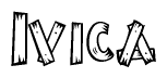 The clipart image shows the name Ivica stylized to look like it is constructed out of separate wooden planks or boards, with each letter having wood grain and plank-like details.