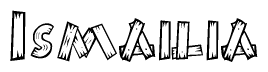 The clipart image shows the name Ismailia stylized to look like it is constructed out of separate wooden planks or boards, with each letter having wood grain and plank-like details.