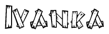 The image contains the name Ivanka written in a decorative, stylized font with a hand-drawn appearance. The lines are made up of what appears to be planks of wood, which are nailed together