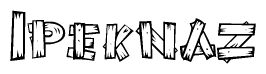 The clipart image shows the name Ipeknaz stylized to look like it is constructed out of separate wooden planks or boards, with each letter having wood grain and plank-like details.