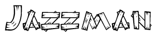 The clipart image shows the name Jazzman stylized to look as if it has been constructed out of wooden planks or logs. Each letter is designed to resemble pieces of wood.