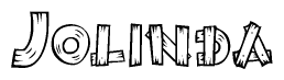 The clipart image shows the name Jolinda stylized to look like it is constructed out of separate wooden planks or boards, with each letter having wood grain and plank-like details.