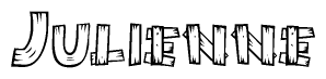The image contains the name Julienne written in a decorative, stylized font with a hand-drawn appearance. The lines are made up of what appears to be planks of wood, which are nailed together