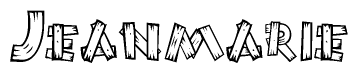 The clipart image shows the name Jeanmarie stylized to look as if it has been constructed out of wooden planks or logs. Each letter is designed to resemble pieces of wood.