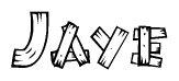The clipart image shows the name Jaye stylized to look as if it has been constructed out of wooden planks or logs. Each letter is designed to resemble pieces of wood.
