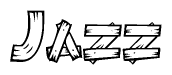 The clipart image shows the name Jazz stylized to look like it is constructed out of separate wooden planks or boards, with each letter having wood grain and plank-like details.