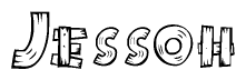 The image contains the name Jessoh written in a decorative, stylized font with a hand-drawn appearance. The lines are made up of what appears to be planks of wood, which are nailed together
