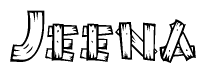 The clipart image shows the name Jeena stylized to look like it is constructed out of separate wooden planks or boards, with each letter having wood grain and plank-like details.