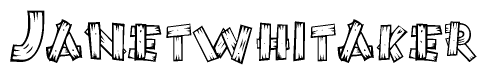 The image contains the name Janetwhitaker written in a decorative, stylized font with a hand-drawn appearance. The lines are made up of what appears to be planks of wood, which are nailed together