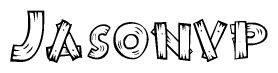 The image contains the name Jasonvp written in a decorative, stylized font with a hand-drawn appearance. The lines are made up of what appears to be planks of wood, which are nailed together