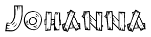 The clipart image shows the name Johanna stylized to look as if it has been constructed out of wooden planks or logs. Each letter is designed to resemble pieces of wood.