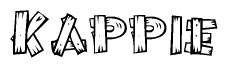 The image contains the name Kappie written in a decorative, stylized font with a hand-drawn appearance. The lines are made up of what appears to be planks of wood, which are nailed together