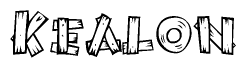 The image contains the name Kealon written in a decorative, stylized font with a hand-drawn appearance. The lines are made up of what appears to be planks of wood, which are nailed together