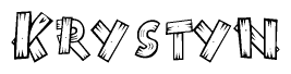 The clipart image shows the name Krystyn stylized to look as if it has been constructed out of wooden planks or logs. Each letter is designed to resemble pieces of wood.