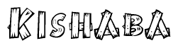The clipart image shows the name Kishaba stylized to look like it is constructed out of separate wooden planks or boards, with each letter having wood grain and plank-like details.
