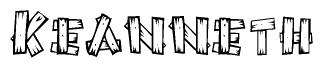 The clipart image shows the name Keanneth stylized to look like it is constructed out of separate wooden planks or boards, with each letter having wood grain and plank-like details.