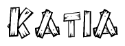The clipart image shows the name Katia stylized to look like it is constructed out of separate wooden planks or boards, with each letter having wood grain and plank-like details.