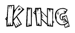 The clipart image shows the name King stylized to look like it is constructed out of separate wooden planks or boards, with each letter having wood grain and plank-like details.