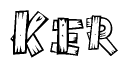 The clipart image shows the name Ker stylized to look like it is constructed out of separate wooden planks or boards, with each letter having wood grain and plank-like details.