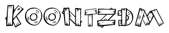 The image contains the name Koontzdm written in a decorative, stylized font with a hand-drawn appearance. The lines are made up of what appears to be planks of wood, which are nailed together