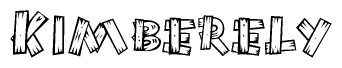 The clipart image shows the name Kimberely stylized to look like it is constructed out of separate wooden planks or boards, with each letter having wood grain and plank-like details.