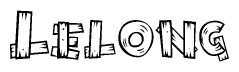 The image contains the name Lelong written in a decorative, stylized font with a hand-drawn appearance. The lines are made up of what appears to be planks of wood, which are nailed together