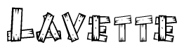 The clipart image shows the name Lavette stylized to look as if it has been constructed out of wooden planks or logs. Each letter is designed to resemble pieces of wood.