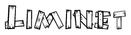 The image contains the name Liminet written in a decorative, stylized font with a hand-drawn appearance. The lines are made up of what appears to be planks of wood, which are nailed together