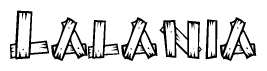 The clipart image shows the name Lalania stylized to look like it is constructed out of separate wooden planks or boards, with each letter having wood grain and plank-like details.