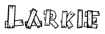 The clipart image shows the name Larkie stylized to look like it is constructed out of separate wooden planks or boards, with each letter having wood grain and plank-like details.