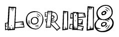 The clipart image shows the name Lorie18 stylized to look as if it has been constructed out of wooden planks or logs. Each letter is designed to resemble pieces of wood.