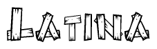 The image contains the name Latina written in a decorative, stylized font with a hand-drawn appearance. The lines are made up of what appears to be planks of wood, which are nailed together