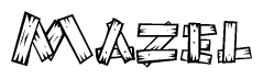 The clipart image shows the name Mazel stylized to look as if it has been constructed out of wooden planks or logs. Each letter is designed to resemble pieces of wood.